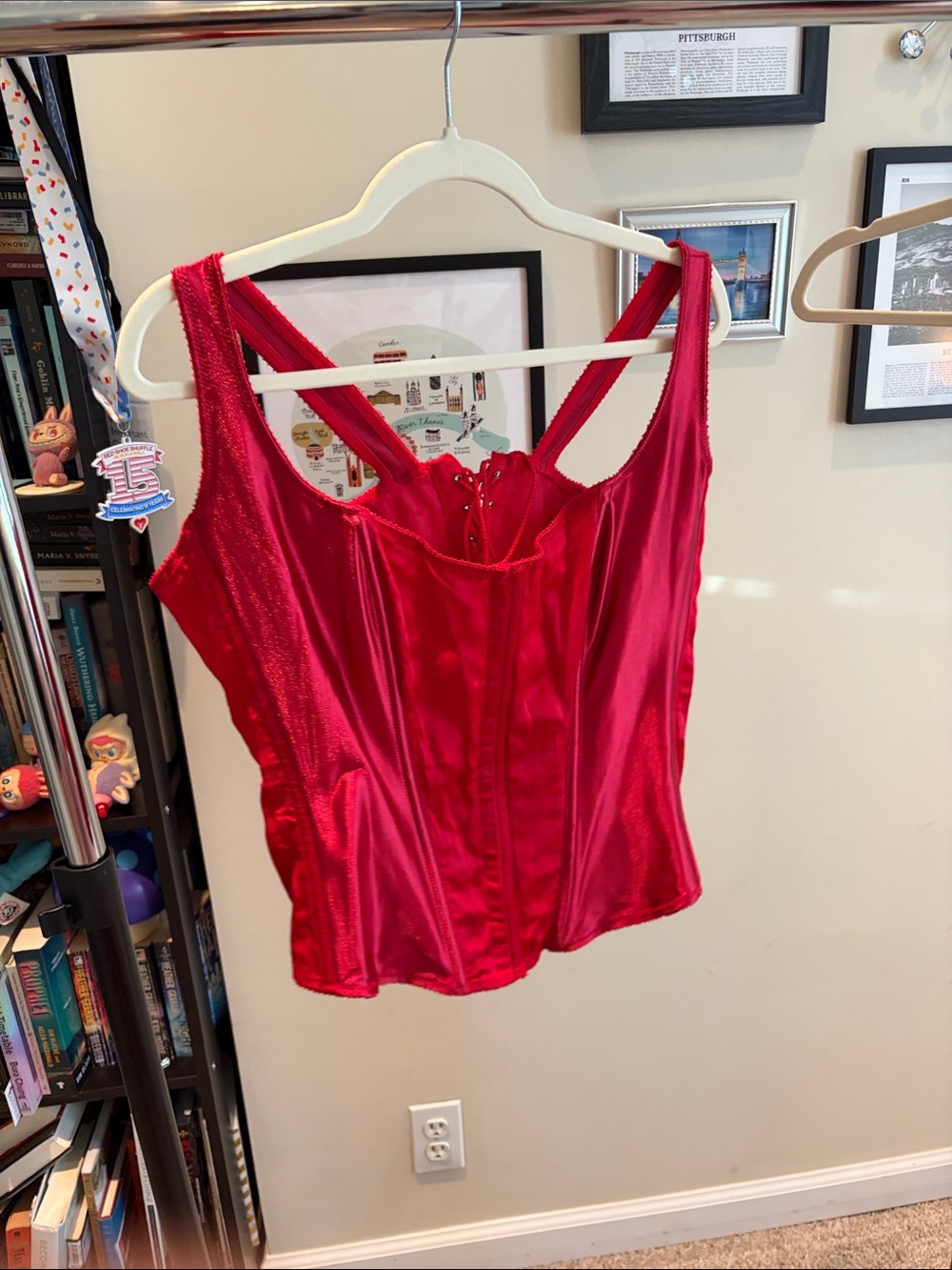 Women’s Red Satin Corset Tank Top